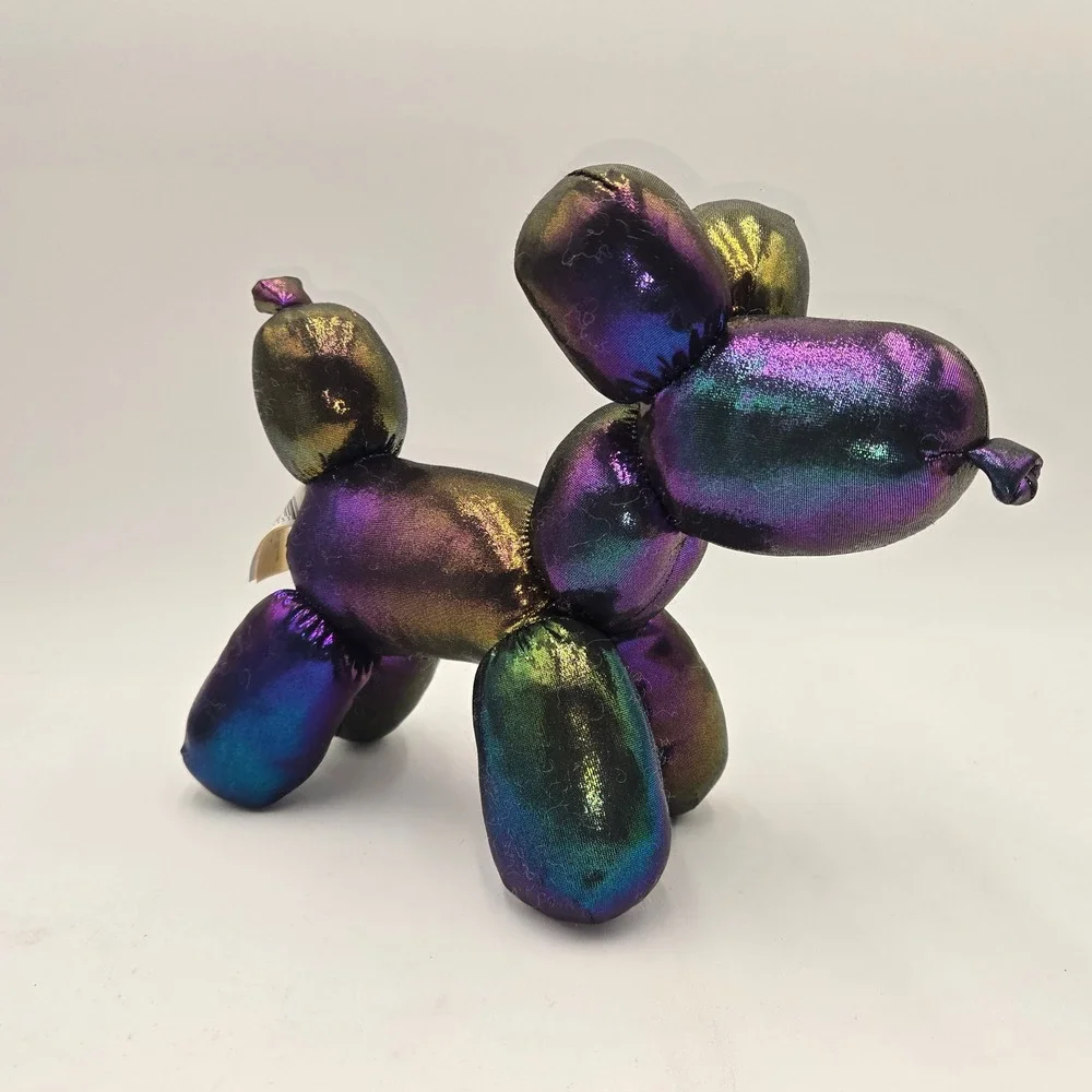 Balloon Dog Plush Iridescent Metallic Purple Green Skull Stuffed Animal 206059-B